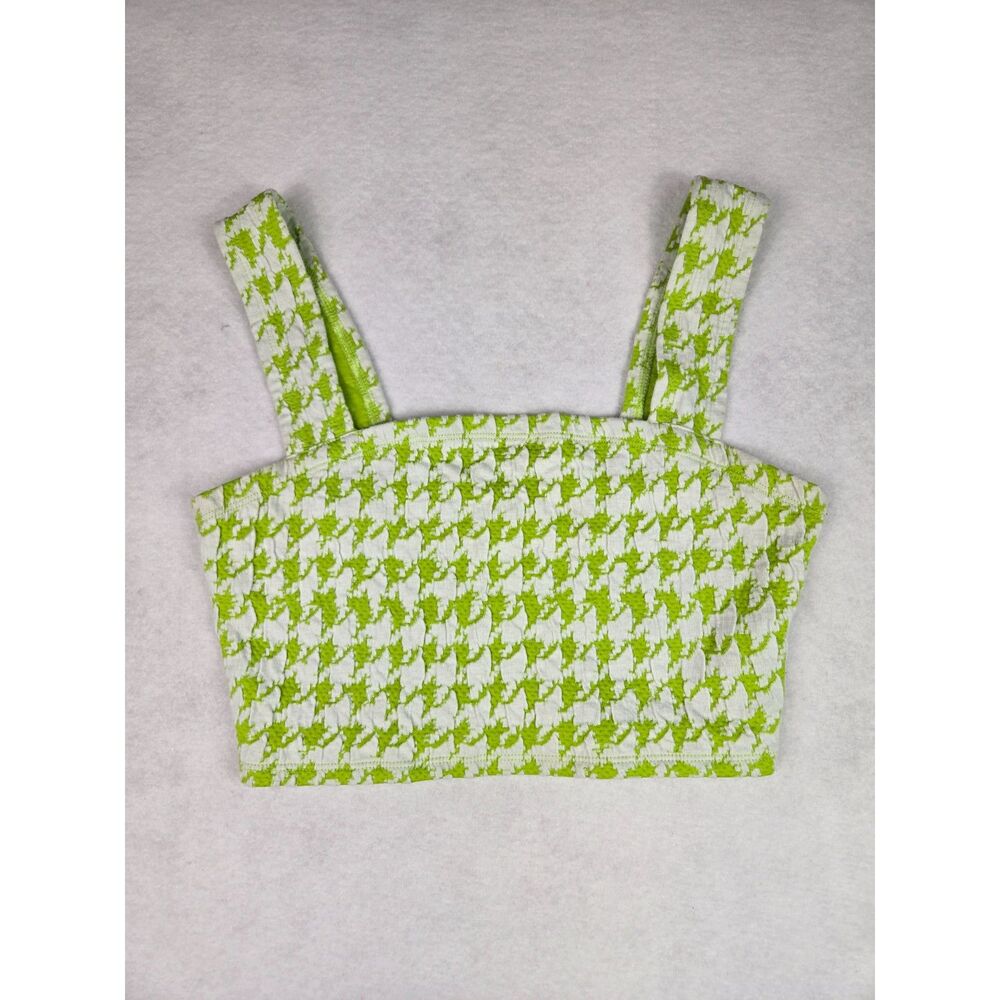 Urban Outfitters Green Houndstooth Crop Top